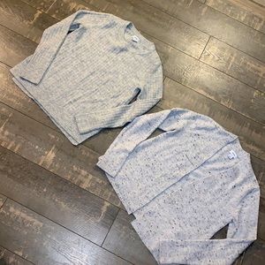 Two light gray old navy sweaters - one is cardigan